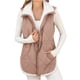 thumbnail image 4 of Chaquetas y abrigos casuales sin mangas y sin capucha para mujer, chalecos de invierno para mujer, chaqueta polar sin mangas, cuello alto con cremallera, abrigo largo cálido con cordón y bolsillos, ro, 4 of 9