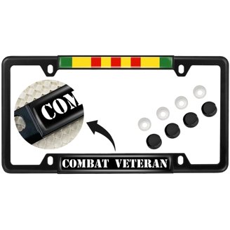 Officially Licensed USMC License Plate Frame - "The Few The Proud" Thin Top Metal Frame, Black, Domed Design, Made In USA