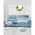 thumbnail image 2 of Vintage Blue Sofa Couch Covers for 3 Cushion Couch, Washable L Shape Sectional Sofa Covers for Loverseat/Pets/Kids, Retro Blue Ombre Modern Abstract Art Slipcover Blanket Futon Cover 71''x134'', 2 of 8