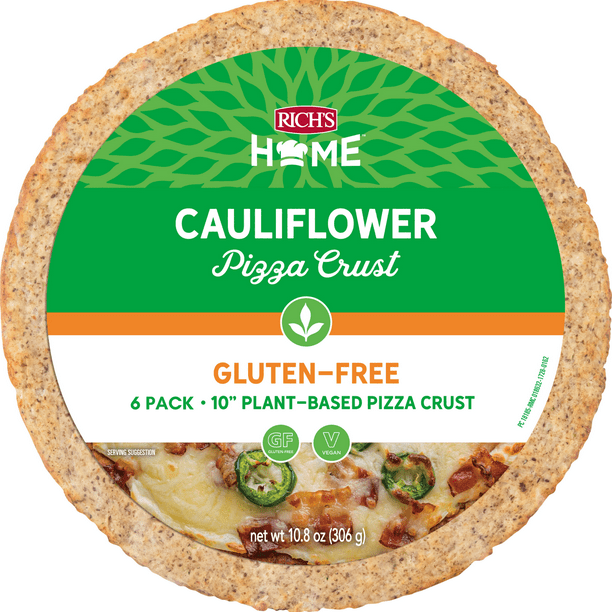 Rich's Home 10" Cauliflower Pizza Crust, Gluten Free, Vegan, 6 Crusts