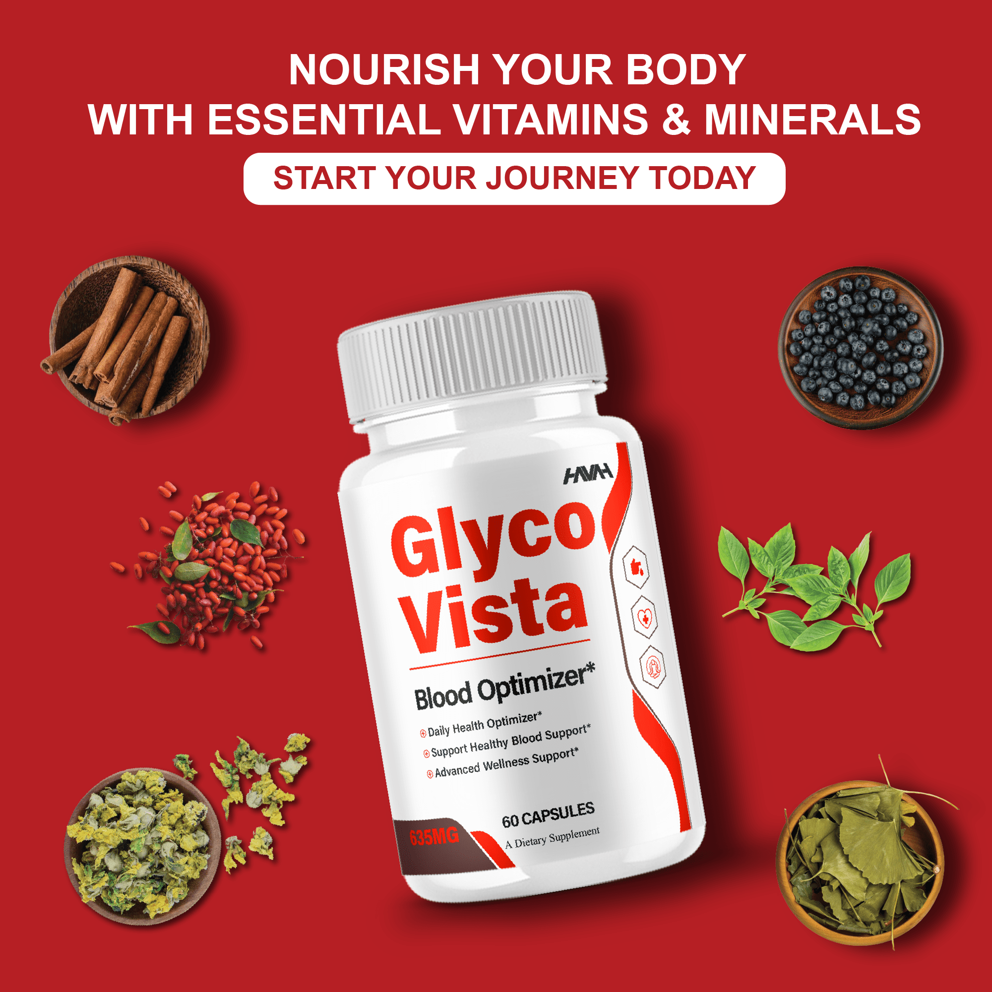 Glyco Vista Wellness Support, GlycoVista Supplements (60 Capsules)