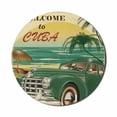 thumbnail image 1 of Retro Mouse Pad for Computers, Nostalgic Welcome to Cuba Print Classic Car Beach Ocean Palm Trees, Round Non-Slip Thick Rubber Modern Gaming Mousepad, 8" Round, Green Cream Yellow, by Ambesonne, 1 of 2