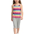 thumbnail image 2 of Frnrwgo 2 Piece Girls Outfit Coloforful Striped Sleeveless Top and Cropped Pants Sets For Summer Size 1-12 Years, 2 of 5
