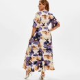 thumbnail image 4 of Women Fashion Retro Printed Mid-Length Dress V-Neck Packed Hip Dress, 4 of 4