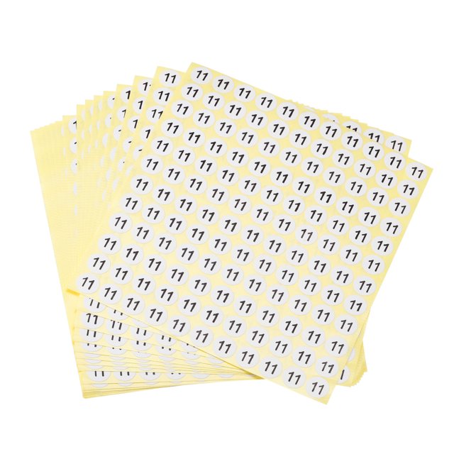 Unique Bargains 13mm Dia Coated Paper Round Number Stickers Number 11 White, 15 Sheets
