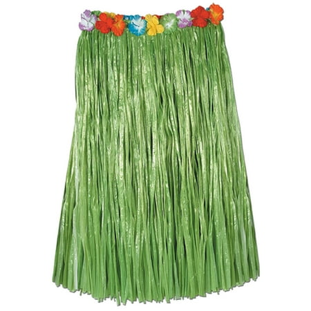 Club Pack of 12 Tropical Green Adult Sized Artificial Grass Hula Skirt 36