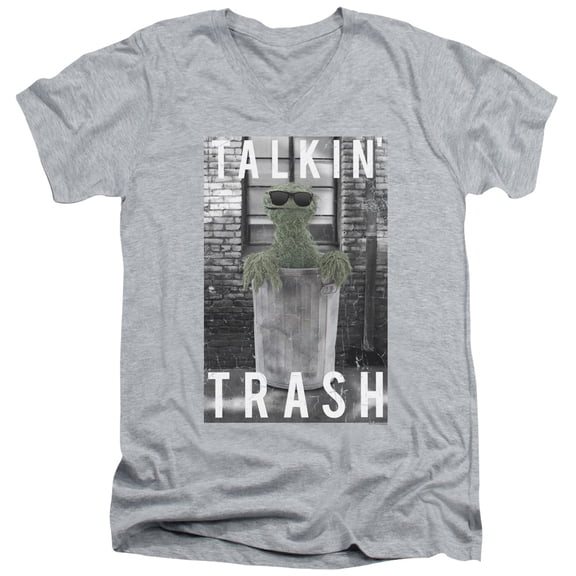 Sesame Street - Talkin Trash - Slim Fit V Neck Shirt - Large