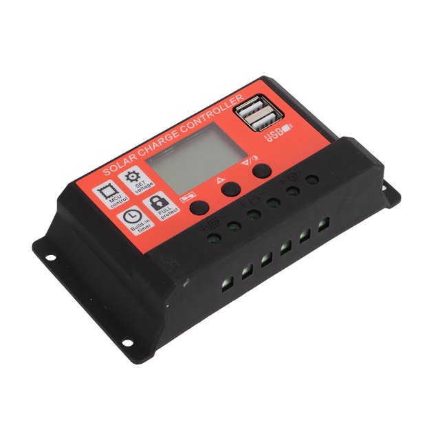 Controlador de panel solar controlador de carga solar automático Pantalla LCD de protección múltiple Dual USB 12V / 24V ajustable para negocios para el hogar para la industria