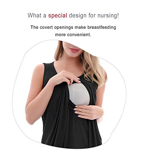 3 Pack PARNIXS Summer Womens Maternity Nursing Tank Top Sleeveless Comfy Breastfeeding Clothes 
