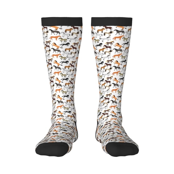 Fotbe Horse Calcetas Divertidas Estampadas para Hombre y Mujer, Calcetas de Algodón hasta la Rodilla para Caminar, Correr, Enfermería y Embarazo