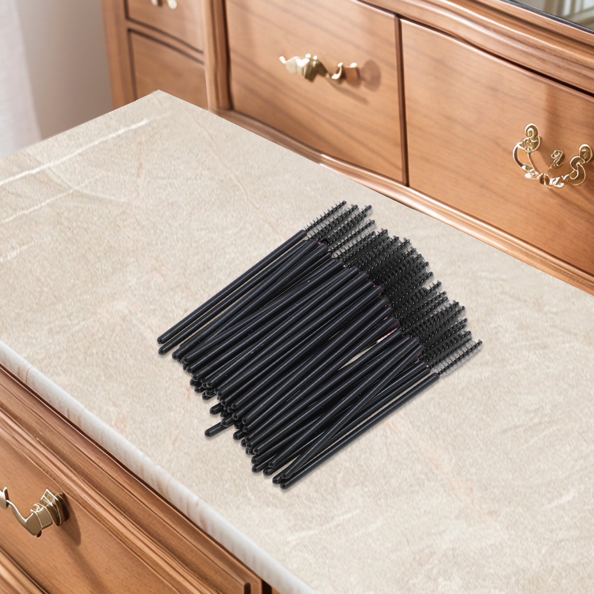 Unique Bargains 50 Pcs Disposable Eyelash Brush for Bathroom Black