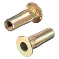 thumbnail image 1 of Unique Bargains Multi-Grip Rivet-Nut, M6 Pre-Bulbed Shank Carbon Steel Color-Zinc-Plated Flat Head Threaded Insert Nut 30 Pcs, 1 of 5