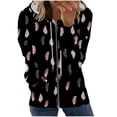 thumbnail image 2 of Pntutb moda mujer manga larga cremallera frente abierto suelta prendas de vestir exteriores blusa estampada abrigo Tops bolsillos blusa con capucha liquidación Pntutb Pntutb-6450, 2 of 5
