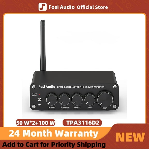 Fosi Audio BT30D Mini Bluetooth Stereo Audio Receiver Amplifier with Equalizer for Home Outdoor Passive Speakers