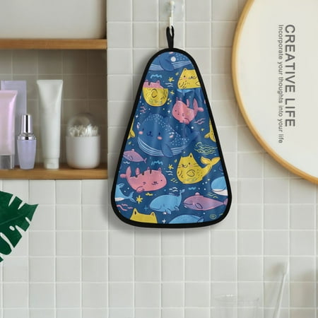

Fish Or Cat Hanging Towel Kitchen Hand Towel Bathroom Absorbent Towel Machine Washable Quick Dry Dishcloths
