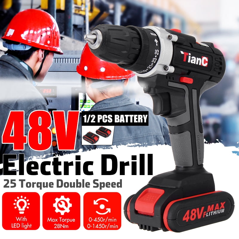 Electric Screwdriver Drill Set 2 Battery 1500mAh / Charger / 18+1 Clutch / 2 Variable Speed / 3/8inch Chuck Cordless Drill with 2 Batteries for DIY Project JUEMEL 20V Power Drill