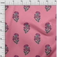 thumbnail image 2 of oneOone Silk Tabby Medium Pink Fabric Floral Block Sewing Fabric By The Yard Printed Diy Clothing Sewing Supplies 42 Inch Wide, 2 of 4