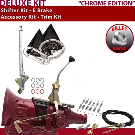 American Shifter 700R4 Shifter Kit Chrome 8 in. E Brake Cable Clamp Trim Kit for EDD1E