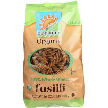 Bionaturae Organic Pasta - Bionaturae Pasta - Organic - 100 Percent Whole Wheat - Fusilli - 16 Oz - pack of 12