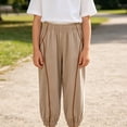thumbnail image 5 of Asxite Toddler Solid Ice Silk Breathable Loose Sweatpants Elastic Waist Casual Summer 3-15 Y, 5 of 5