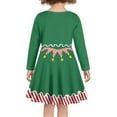 thumbnail image 3 of FKELYI Christmas ELF Santa Costume Long Sleeve Dress Breathable Girls Dresses Size 15-16 Years Party Dress Elastic Crew Neck Hoilday Dresses for Girls, 3 of 4