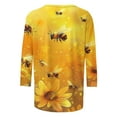 thumbnail image 4 of YOTAMI Womens Plus Size Blouses Crew Neck 3/4 Sleeve Tops Summer Fashion Sunflower Print Soft T-Shirts Yellow, 4 of 5