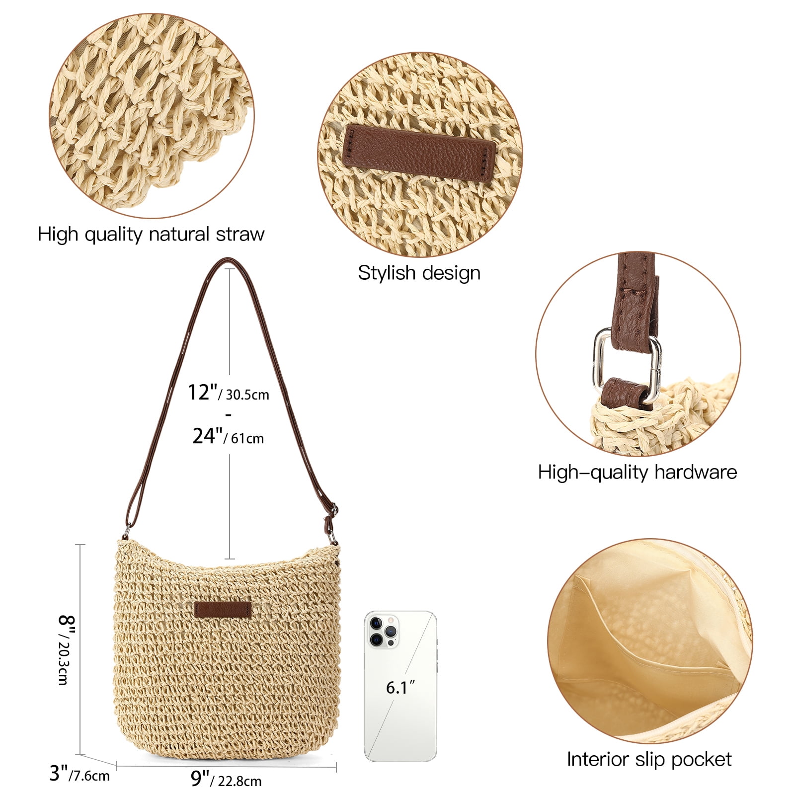 LOUEBICA Straw Beach Bag for Women Small Woven Crossbody Bag Summer Mesh Hollow Beachy Purse Shoulder Bag for Vacation