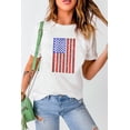 thumbnail image 2 of Women's White Shimmery American Flag Graphic Tee, 2 of 7