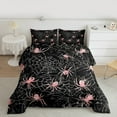 thumbnail image 2 of Manfei Halloween Spider Web King Size Comforter Sets,Trick Or Treat Bedding Comforter Set,Pink Black Bedding Set For Children,Microfiber Bedroom Decor Reversible,3-Piece, 2 of 8