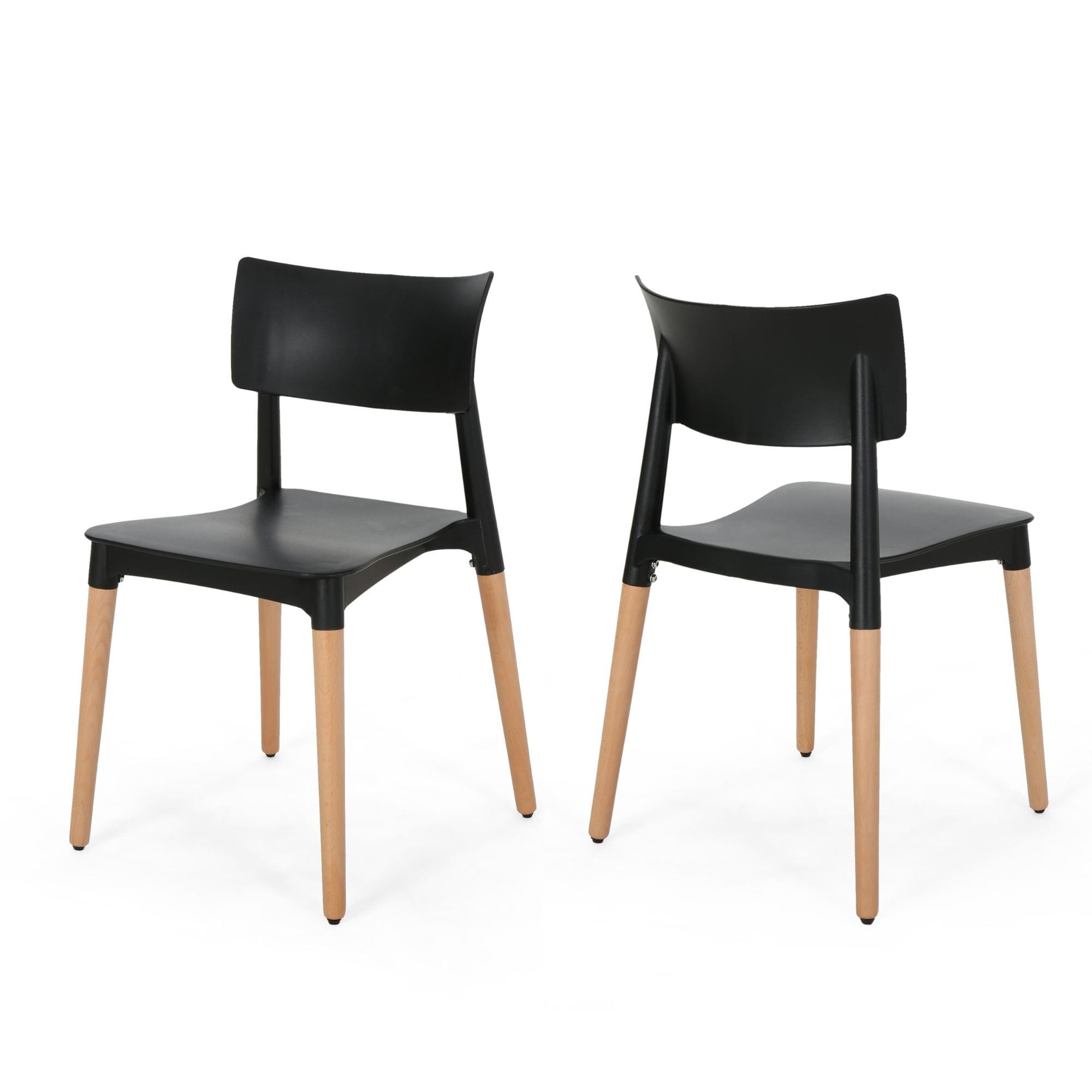 Set of 2 Black and Brown Contemporary Dining Chairs 31.25" Walmart