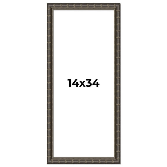 14x34 Frame Black Bamboo Solid Wood Picture Frame Width 1.5 Inches | Interior Frame Depth 0.5