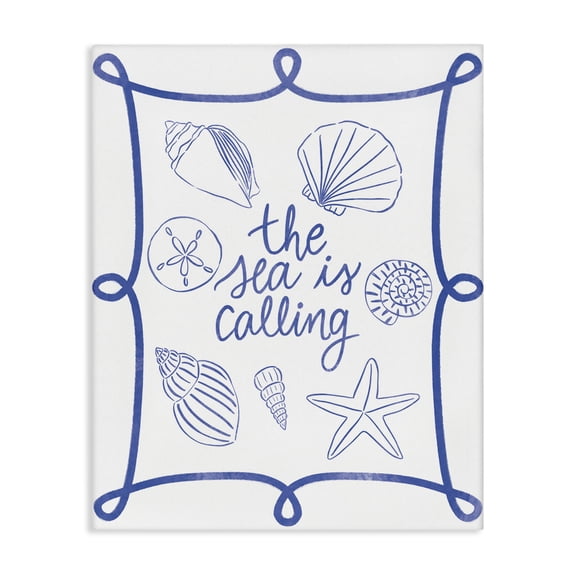 Stupell Industries Cottage Sea Is Calling with Shells Canvas Art, 16 x 20, by Taylor Shannon Designs