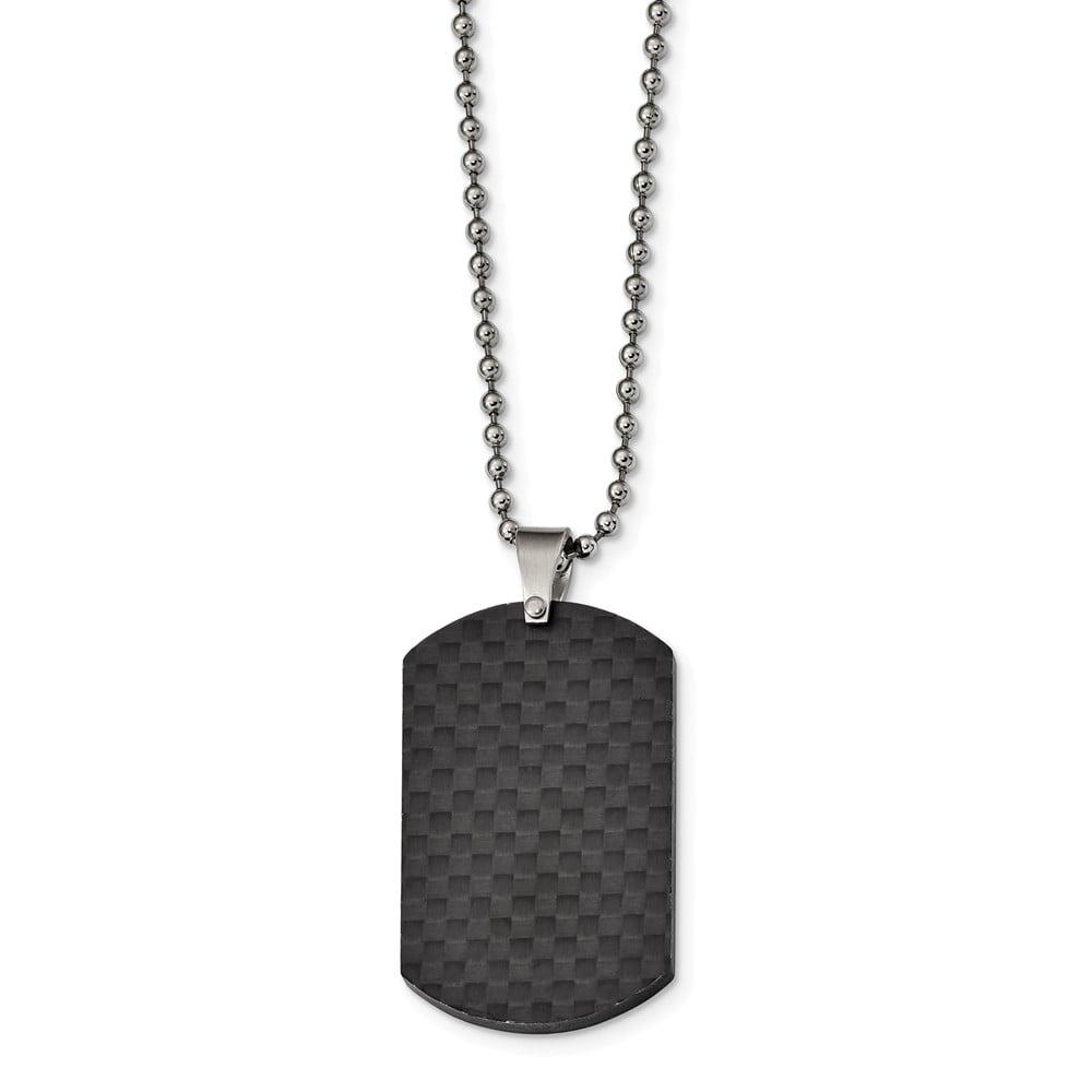 Bonyak Jewelry Stainless Steel Brushed /& Polished 1.85mm Reversible Dog Tag Necklace in Stainless Steel
