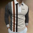 thumbnail image 2 of Outfmvch polo shirts for men Casual Zipper Turn-Down Collar Solid Long Sleeve Polos Shirt womens tops Brown, 2 of 4