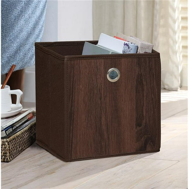 Organize it All Bac de Rangement Cube 15972W-2&44; en Faux Bois Foncé - 2 Pièces
