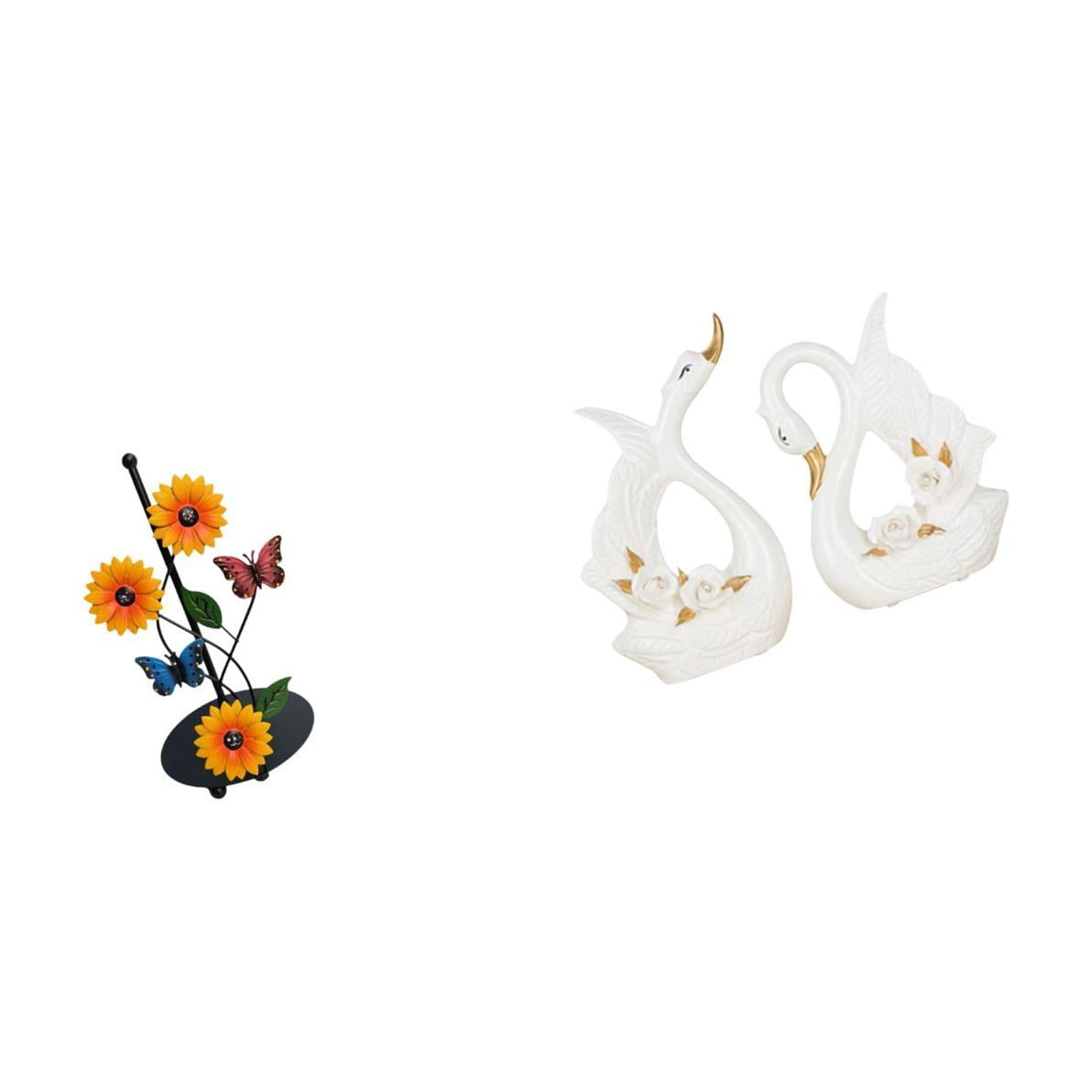 Fiocias Elegant Swan Paper Towel Holder Dispenser Non Slip Vertical Tissue Rack Ceramic Animal Sculpture Desktop Ornament for Home Bookshelf Cabinet
