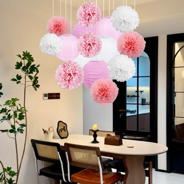 ICQOVD Hanging Paper Lanterns Rustic Wedding Birthday Party Decorative Supplies