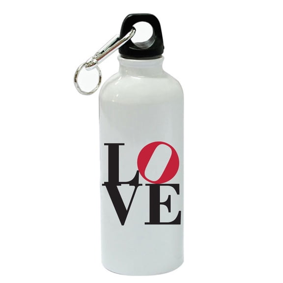 Love White Aluminum Sports 20 oz Water Bottle