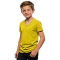 thumbnail image 3 of XAOFW Boy's T-Shirts Solid Color Short Sleeve V Neck Kids Classic T Shirts Daily Wear Relaxed Fit Tee Shirts Home Lounging Stylish Comfortable Children Top, 3 of 6