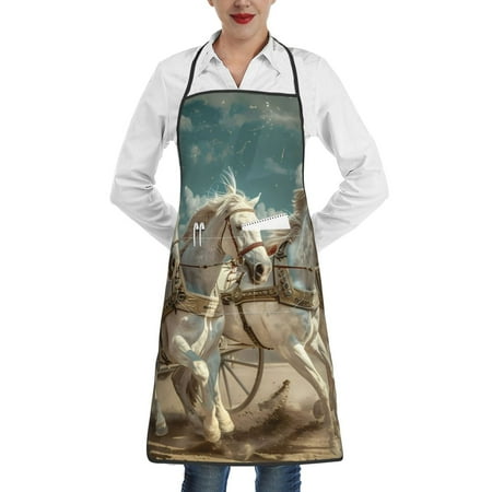 

Matuu Roman Chariot Horse Race for Adjustable Cooking Aprons for Women with Pockets Kitchen Aprons for Men Water and Oil Resistant
