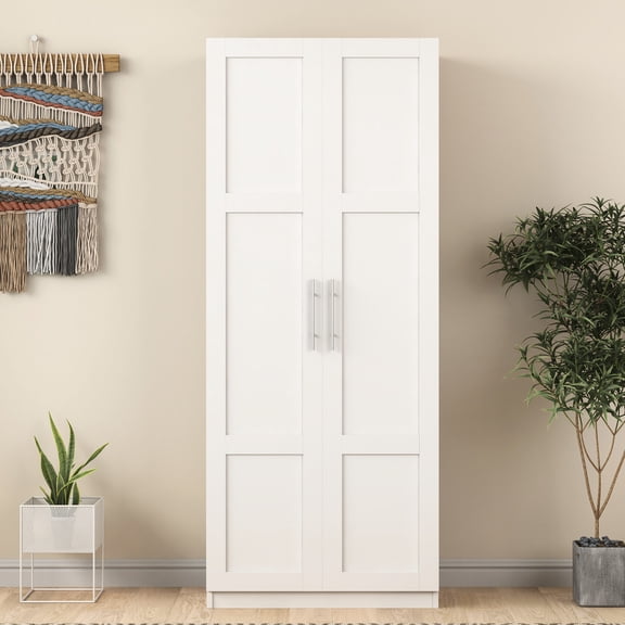 2-Door 3-Partition White Wardrobe with 4 Storage Spaces - More Storage for Bedroom