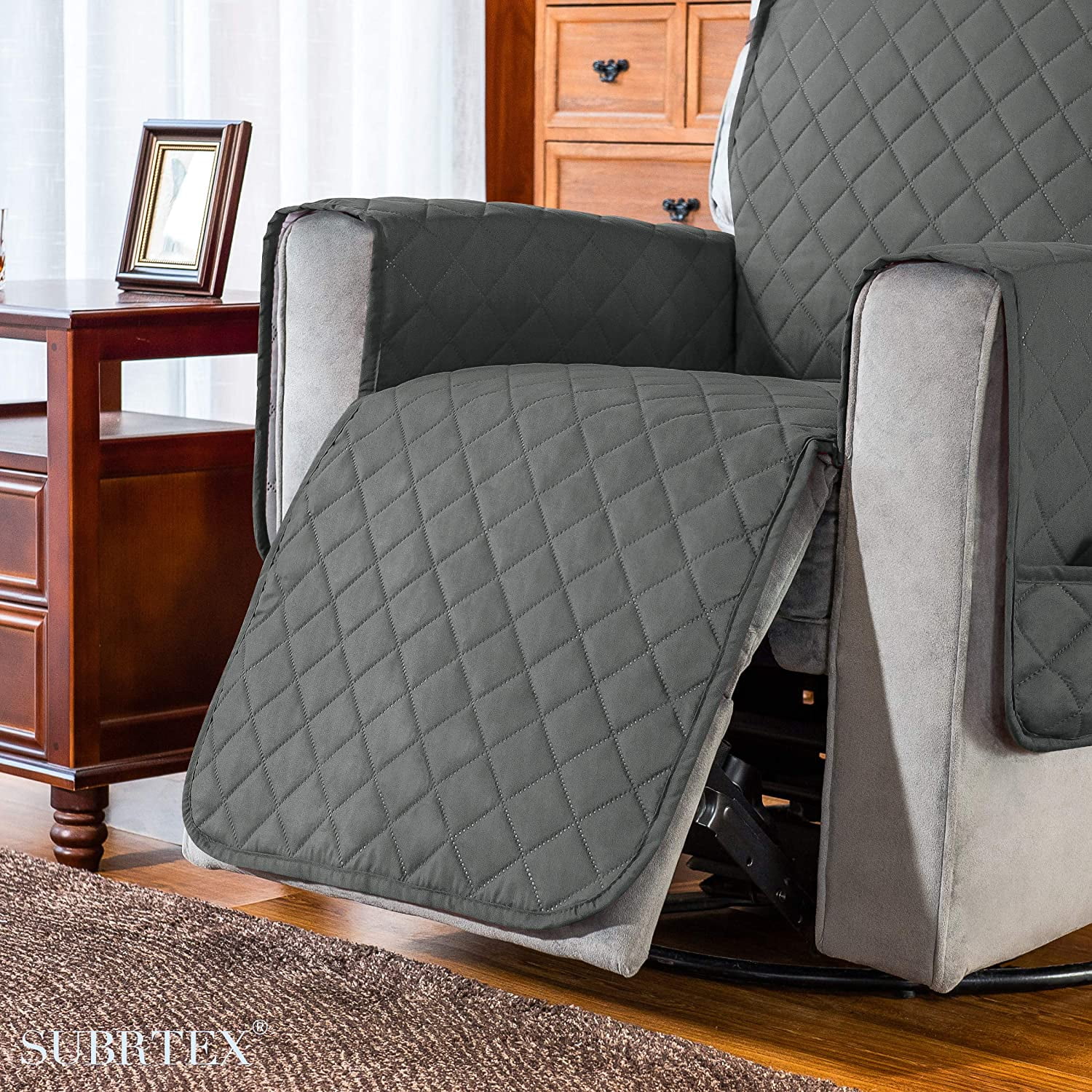 Subrtex Recliner Chair Microfiber fabric Slipcovers, Gray