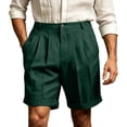 thumbnail image 2 of hlysgo Men's Relaxed Straight Pleated shorts Business Work Golf Dress Shorts Casual Summer Stretch Flat Front Shorts with Pockets Green,S, 2 of 6