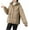 Khaki, variant on IROINNID Women's Winter Warm Short Zip Up Coat Solid Color Overcoat Long Sleeve Hoodie Outwear, Black