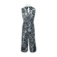 thumbnail image 2 of Emma & Michele V-Neck Sleeveless Tie Side Multi Print Pockets ITY Jumpsuit-BLACK WHITE / S, 2 of 3