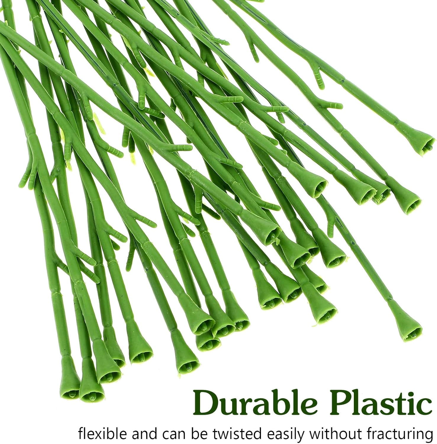 ABPETE 100Pcs Floral Wire Stem Plastic Artificial Floral Green Stem Wire DIY Craft Bouquet Making Floral Arrangement Tools