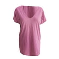 thumbnail image 4 of Yubnlvae T-Shirt à Manches Courtes Décontracté pour Femmes avec Poche, T-Shirt à Manches Courtes Décontracté et Tendance pour Femmes Uni avec Poche en Liquidation! Uni, Col Rond, Rose, TTG, 4 of 4