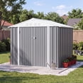 thumbnail image 2 of Vyrox 8' x 6' Outdoor Storage Shed, Metal Garden Tool Shed with Sloping Roof & Double Lockable Doors for Backyard, Patio, Gray, 2 of 6