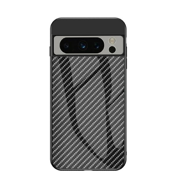 SaniMore Cover Compatible with Google Pixel 8 Pro 6.7" 2023, Rugged Carbon Fiber Glass Backplane Shockproof TPU Bumper Luxury Eye-catching Anti-drop Heavy Duty Protective Cover, Black