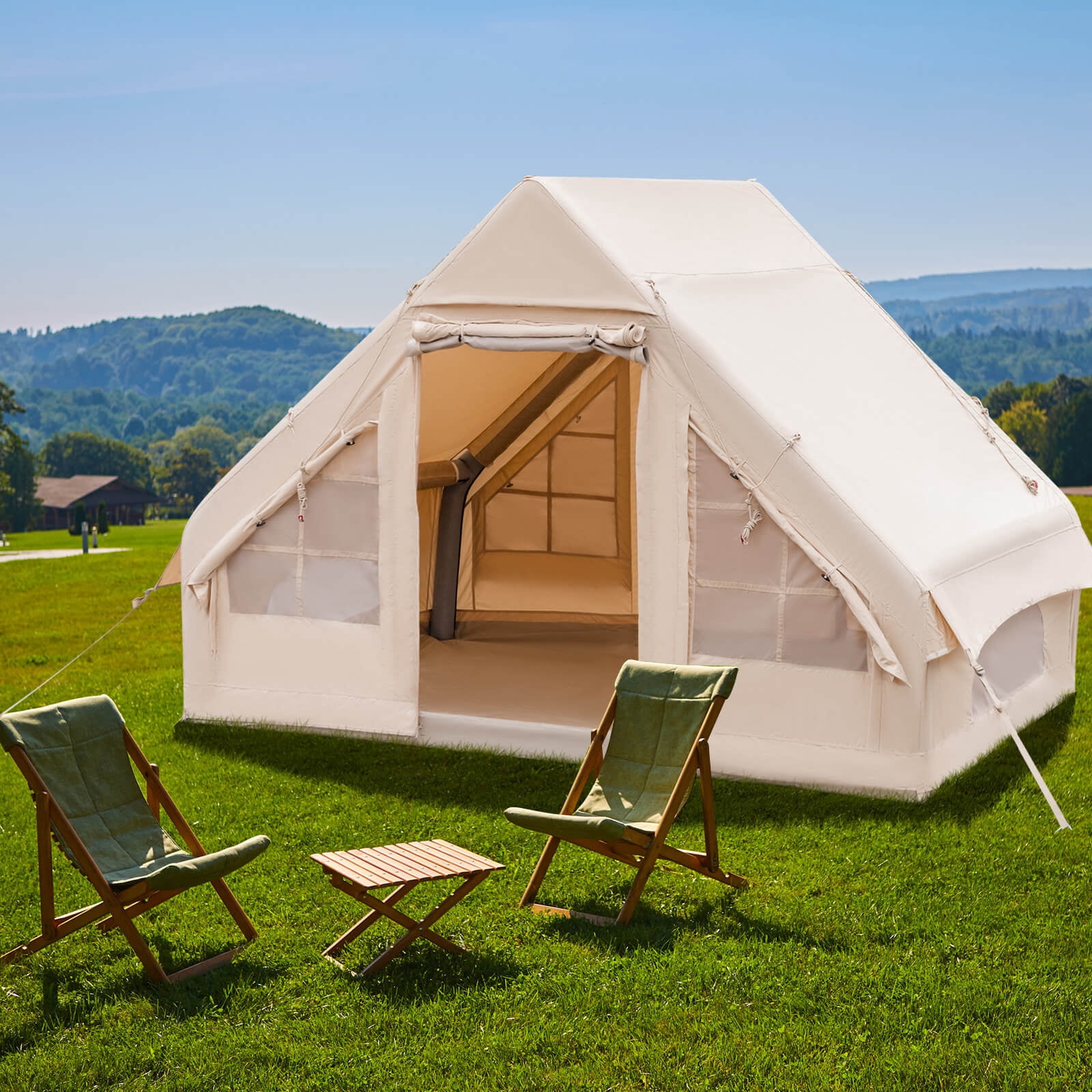 Infans Inflatable Camping Tent 2-6 People Cotton Glamping Tent for Family Camping